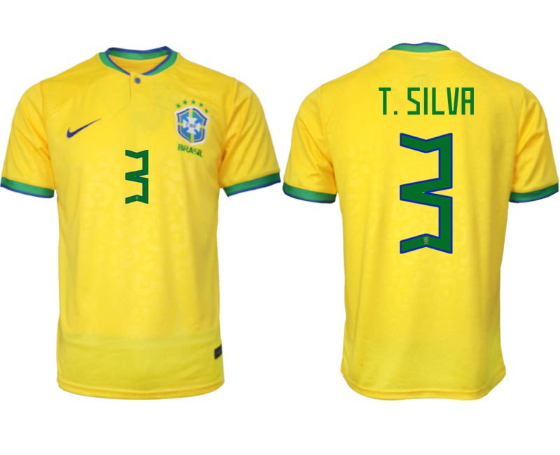 Men 2022 World Cup National Team Brazil home aaa version yellow 3 Soccer Jersey